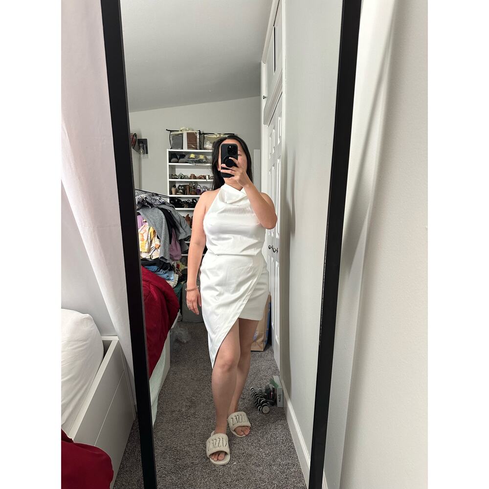 Elliatt Camo Asymmetric Satin Cocktail Dress Size Med